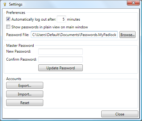 Windows 8 MyPadlock Password Manager full